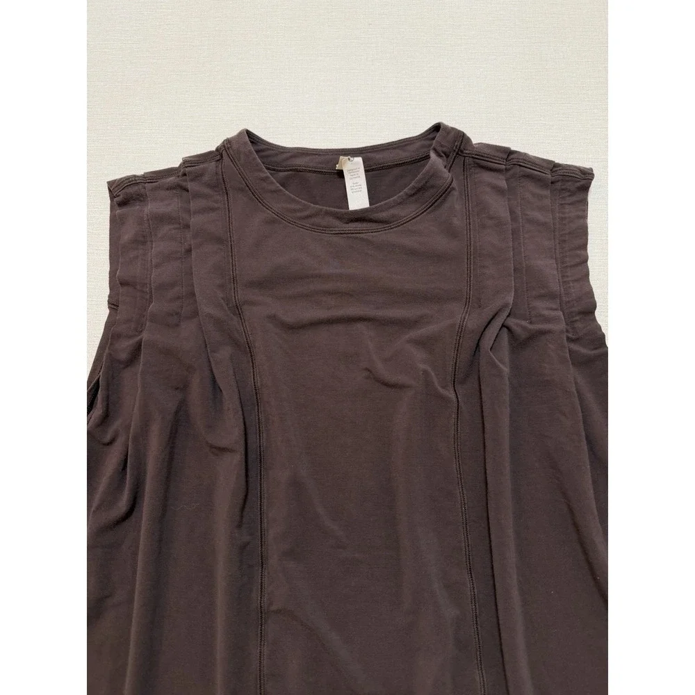Lululemon Modal Pleated Shoulder Tank Top Women's Size 4 Brown Oversized
